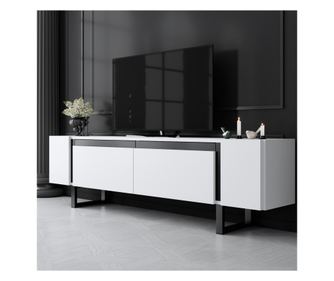 TV komoda nizka Yildiz - bela, črna