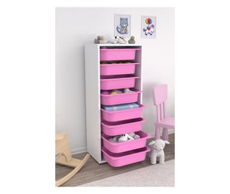 Πολυλειτουργικό ντουλάπι Cara 8N - λευκό, ροζ