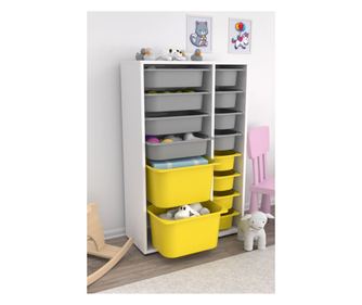 Wielofunkcyjna szafka Rine 2D4K8U - biała, szara, żółta