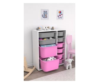 Πολυλειτουργική ντουλάπα Zen 2D2K6U - λευκή, γκρι, ροζ