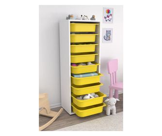 Zola 9N multifunkcionális szekrény - fehér, sárga