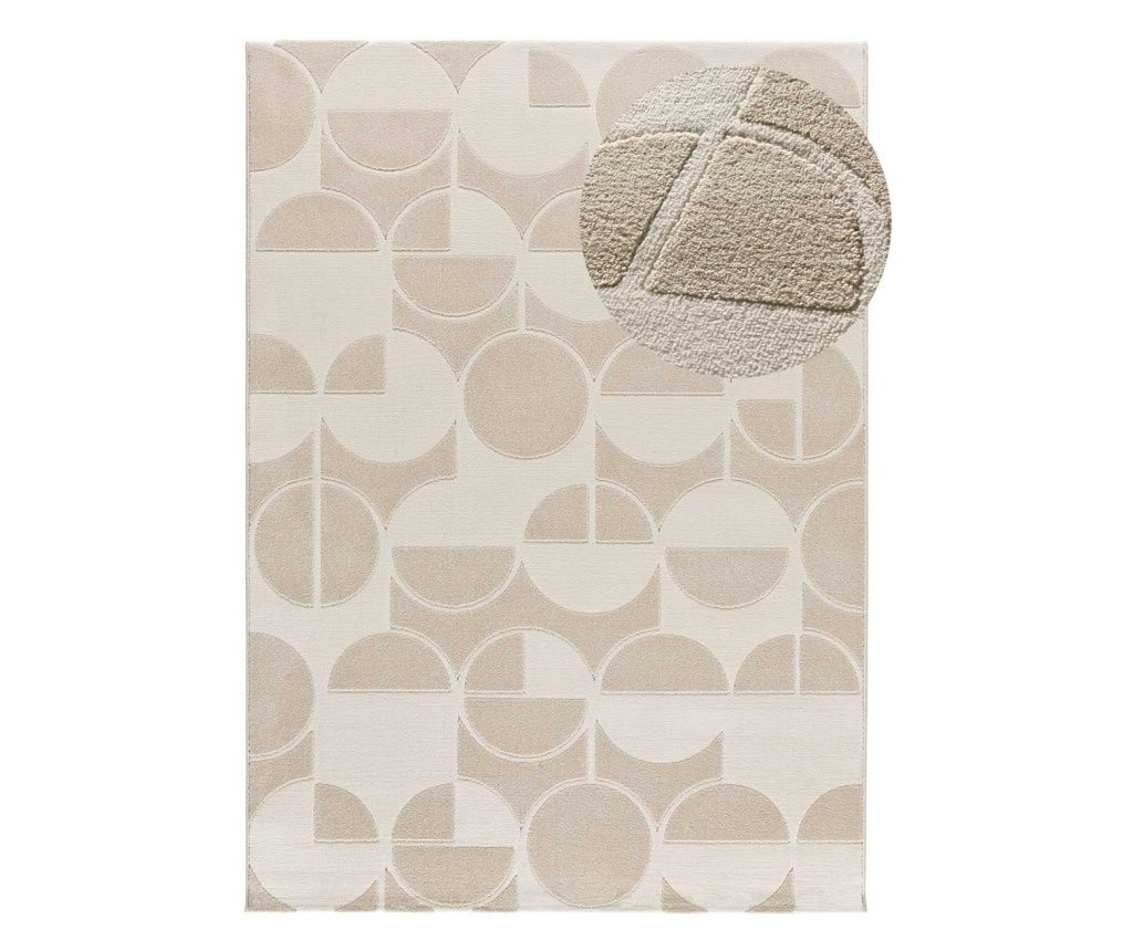 ATTICGO Covor geometric cu relief alb FLORA 12844, 80x150 cm