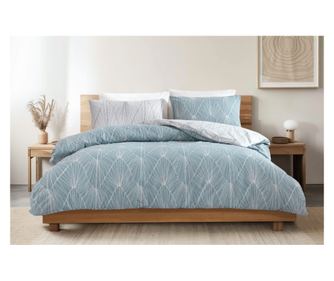 Lenjerie de pat dublu, Majoli Bahar Home Collection, 100% bumbac ranforce, 144 TC, 4 piese(cearsaf de pilota 200x220cm, cearsaf