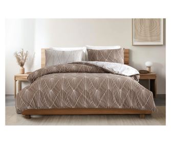 Lenjerie de pat dublu, Majoli Bahar Home Collection, 100% bumbac ranforce, 144 TC, 4 piese(cearsaf de pilota 200x220cm, cearsaf