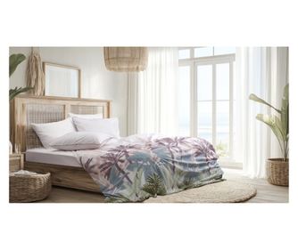 Lenjerie de pat dublu, Majoli Bahar Home Collection, 100% bumbac ranforce, 144 TC, 4 piese(cearsaf de pilota 200x220cm, cearsaf