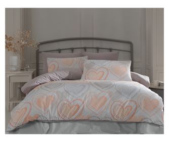 Lenjerie de pat dublu, Majoli Bahar Home Collection, 100% bumbac ranforce, 144 TC, 4 piese(cearsaf de pilota 200x220cm, cearsaf