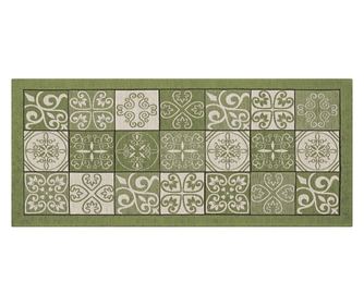 Covor de bucătărie antiderapant, lavabil, cu design majolica Suardi - 55x240 - Verde