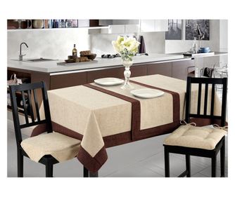 Față de masă pentru sufragerie/bucătărie, model cu margine aplicată din chenilă - Runner 45x180 - Gri