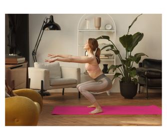 Saltea de fitness antiderapantă cu absorbție de șocuri 4mm Sport Yoga Pilates - 61x173 - Fucsia