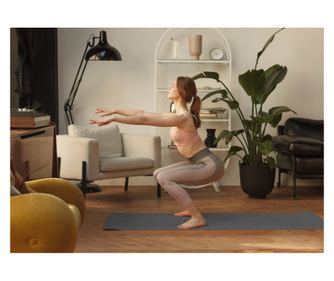 Covoraș de fitness antiderapant cu absorbție de șocuri 4mm pentru sport, yoga, pilates - 61x173 - Gri închis