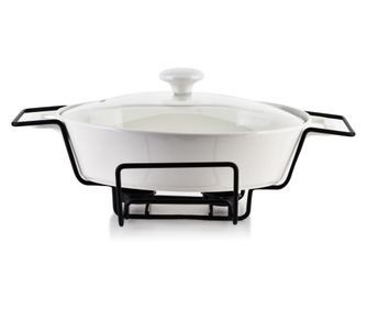 MODERN KITCHEN Posoda s podstavkom za segrevanje 1,6L 33,2x22xh6,6cm gladka bela