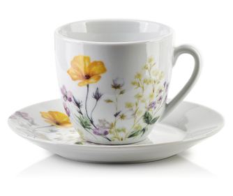 JOY Komplet 6 skodelic s krožnikom 250ml
