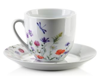 Komplet 6 skodelic s krožnikom 250 ml