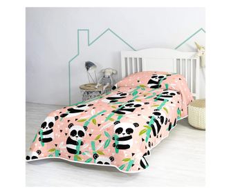 Κουβέρτα κρεβατιού Panda garden 180x260 cm (Μονό) Ροζ