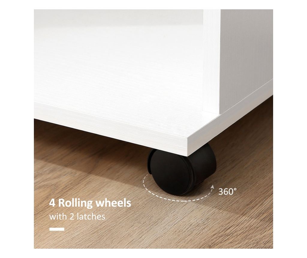 Ruhaszárító állvány kerekekkel, 3 polccal és ruhatartó rúddal, 80x40x128 cm, fehér - 6