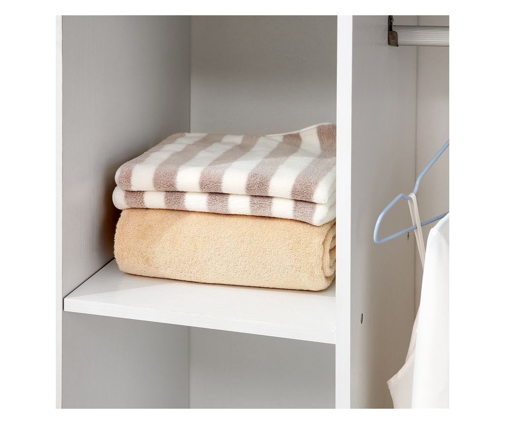 Ruhaszárító állvány kerekekkel, 3 polccal és ruhatartó rúddal, 80x40x128 cm, fehér - 10