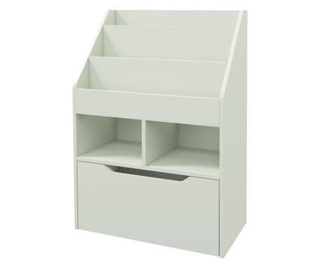 Bibliotecă pentru Copii cu Rafturi, Sertar și Roți, Raft pentru Jucării și Cărți, 60x29.9x90 cm, Verde