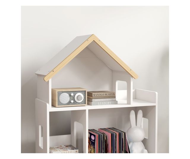 Dulap de Depozitare a Jucariilor, Raft de Carti cu 3 Nivele, Organizator pentru Camera de Joaca, 65x25x108,5 cm, Alb