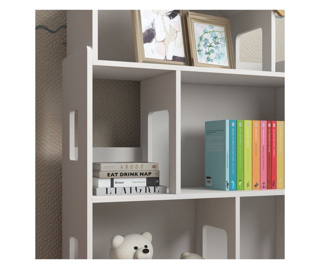 Dulap de Depozitare a Jucariilor, Raft de Carti cu 3 Nivele, Organizator pentru Camera de Joaca, 65x25x108,5 cm, Alb