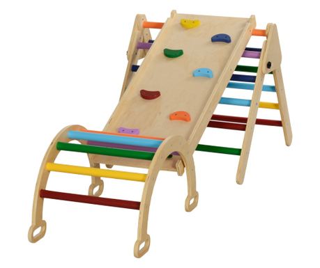 5 az 1-ben mászókészlet Montessori háromszöggel, ívvel és mászókával, 178x64,5x63 cm, többszínű
