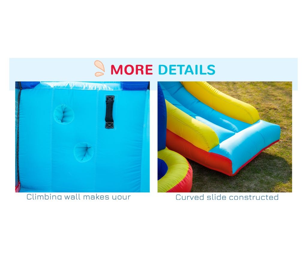 Castel Gonflabil 4 in 1 pentru Copii de la 3 la 8 ani cu Tobogan, Trambulina, Piscina si Pompa inclusa, 265x260x200cm - 4