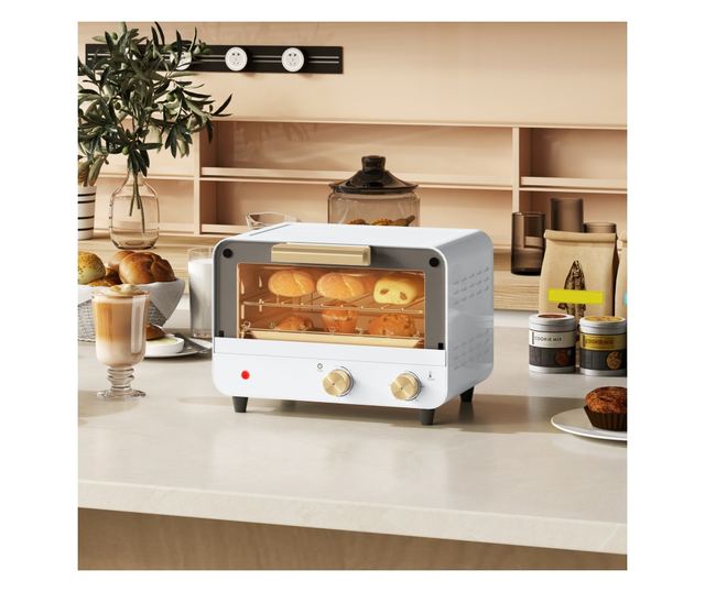 Cuptor Electric cu 2 Inaltimi cu Temporizator si Temperatura Reglabila, 31,5x27,7x22,7 cm, Alb