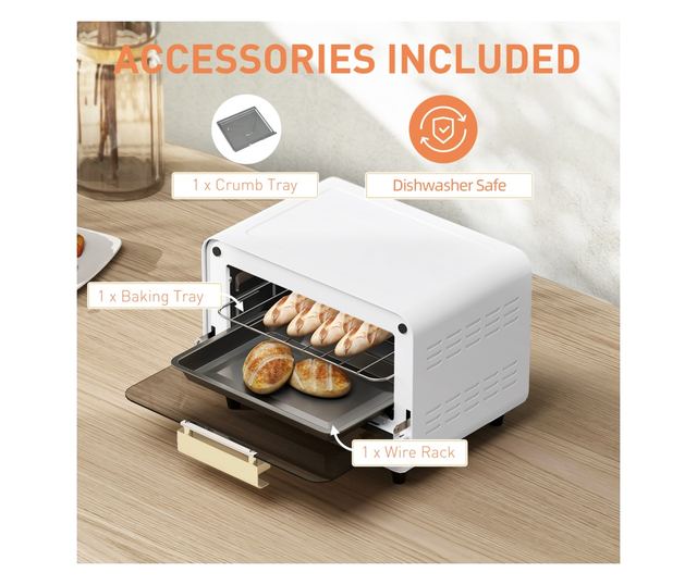 Cuptor Electric cu 2 Inaltimi cu Temporizator si Temperatura Reglabila, 31,5x27,7x22,7 cm, Alb