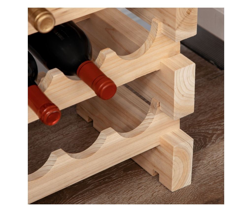 Raft pentru Sticle de Vin, Etajera pentru Sticle cu 4 Rafturi pentru 48 Sticle, 114x28x56,5 cm, Lemn Natural - 9