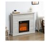 Електрическа камина с 3D пламък, автоматично изключване, регулируемо отопление и таймер, 96.5x22x81.7 см, светлосив