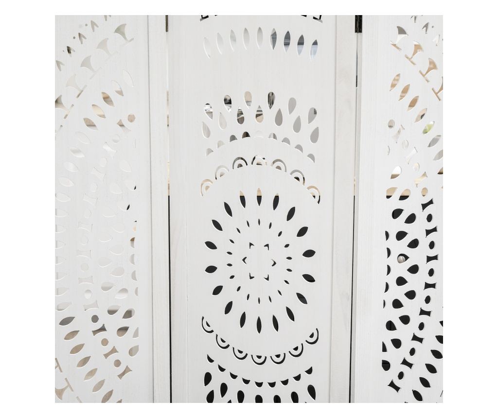 Paravan Interior cu 3 Panouri, Separator Pliabil de Interior, din Lemn Cioplit, 120x170 cm, Alb - 9
