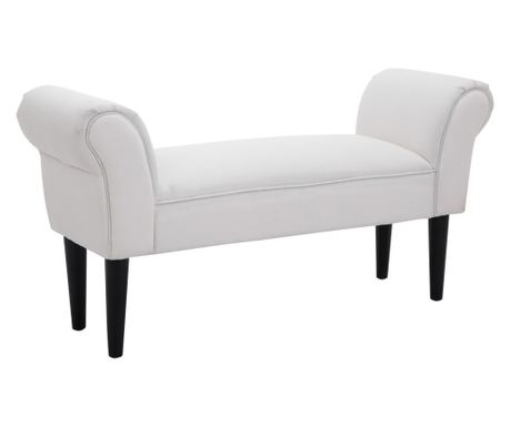 Ágyvégi pad, felcsavart karfákkal, kárpitozott pad hálószobába, 102x36x51 cm, fehér