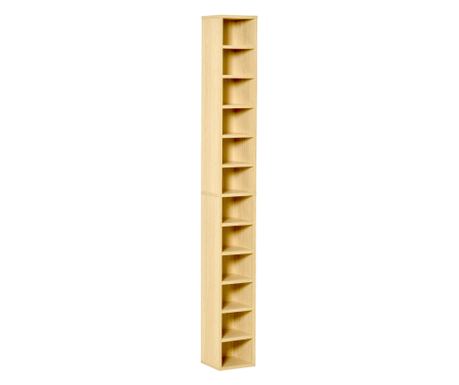 Dulap Biblioteca Suport CD-uri cu 12 Rafturi pentru 204 CD-uri, Raft Biblioteca din MDF si PAL, 21x20x175 cm, Maro