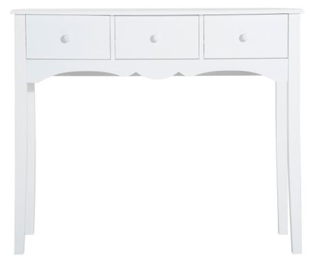 Модерна конзолна маса с 3 чекмеджета, MDF маса за антре, всекидневна, 100x32x85 см, бяла