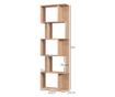 Biblioteca cu 5 Rafturi Separate cu Spatiu de Economisire in Forma de S din Lemn, 60x24x184,5 cm, Lemn Natural