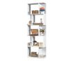 Raft pentru Carti cu 5 Rafturi Separate, Biblioteca in Forma de S din Lemn, 60x24x184,5 cm, Alb