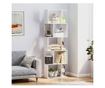 Raft pentru Carti cu 5 Rafturi Separate, Biblioteca in Forma de S din Lemn, 60x24x184,5 cm, Alb