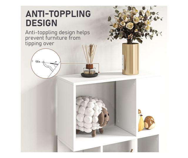 Raft pentru Carti cu 5 Rafturi Separate, Biblioteca in Forma de S din Lemn, 60x24x184,5 cm, Alb