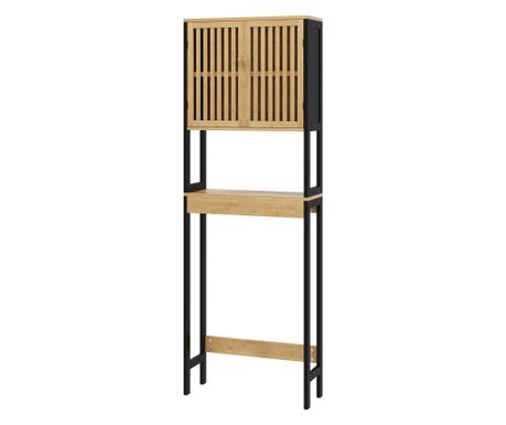 WC fölötti szekrény 2 ajtóval és nyitott polccal, helytakarékos fürdőszobai tároló zsalugáteres ajtókkal, 60x21,5x172 cm, Termés