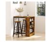 Set de Masa de Bar si Scaune cu Raft de Depozitare, 91x49x91 cm, Maro Rustic