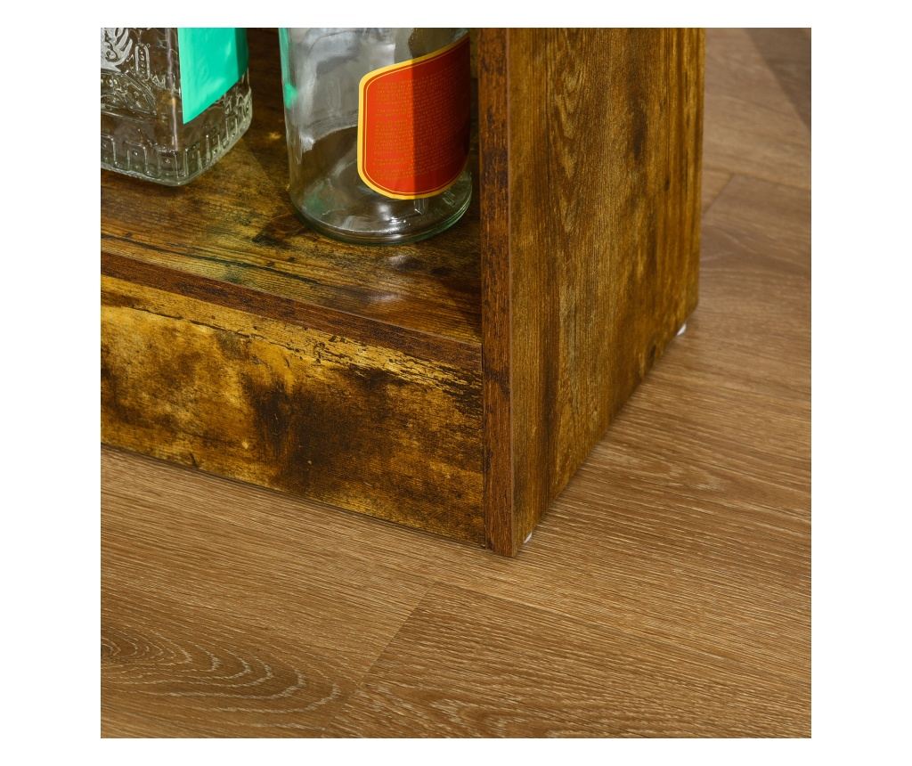 Set de Masa de Bar si Scaune cu Raft de Depozitare, 91x49x91 cm, Maro Rustic - 10