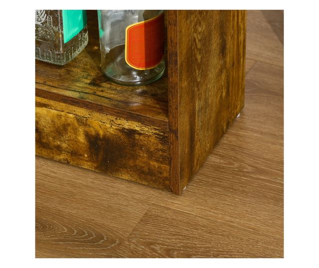 Set de Masa de Bar si Scaune cu Raft de Depozitare, 91x49x91 cm, Maro Rustic