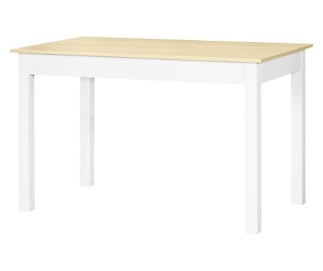 Маса за 4-6 човека, модерна дървена маса за кухня и трапезария, 119x70x75 см, бяла