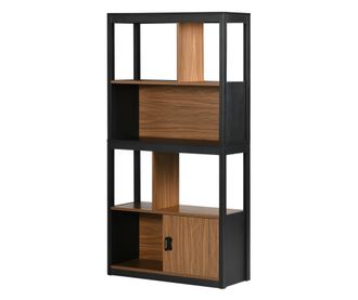 Biblioteca moderna cu 4 niveluri si rafturi de depozitare, nuc maro
