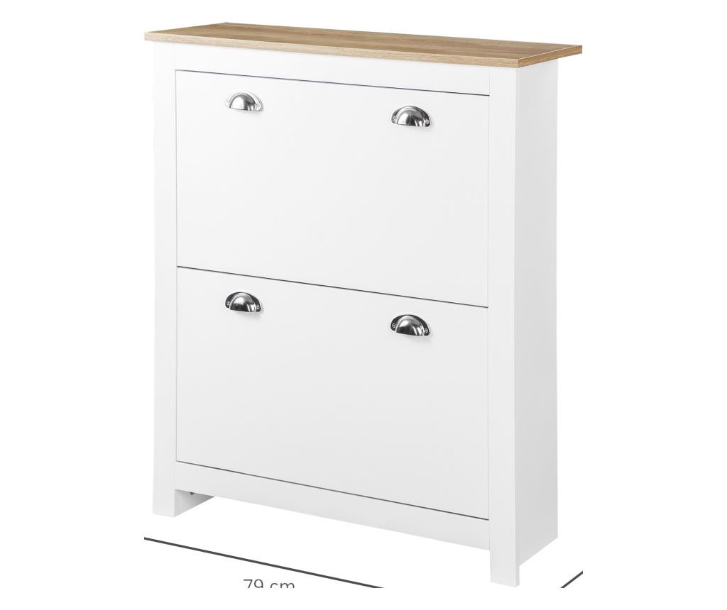 Dulap pentru Pantofi cu 2 Sertare pentru 12 Perechi de Incaltaminte, Dulap de Depozitare, 79x23x90,5 cm, Alb - 4