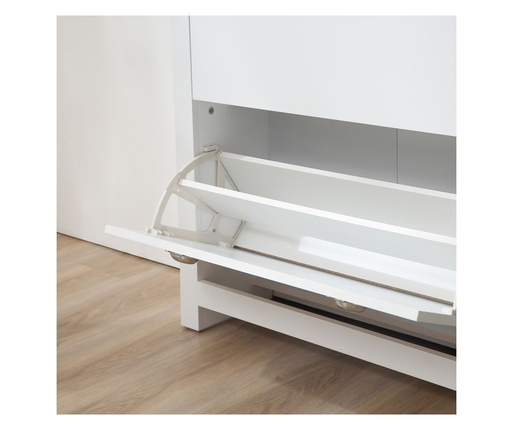 Dulap pentru Pantofi cu 2 Sertare pentru 12 Perechi de Incaltaminte, Dulap de Depozitare, 79x23x90,5 cm, Alb - 10