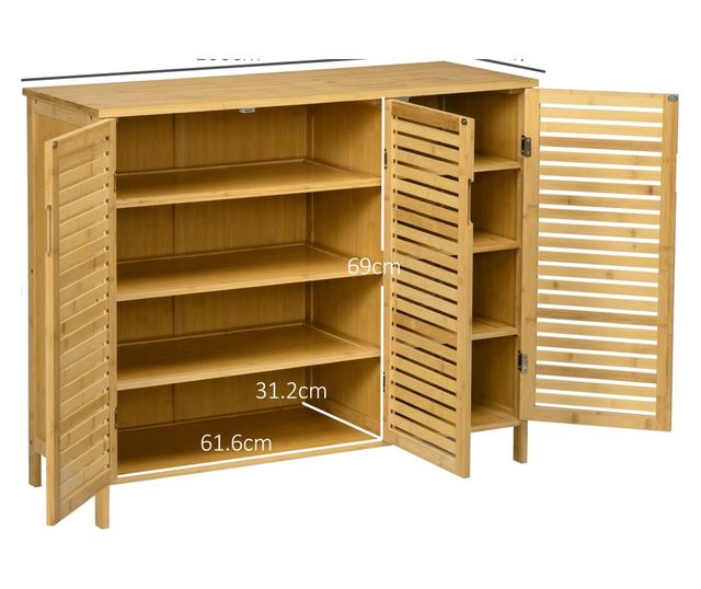 Suport pentru Incaltaminte Mobil cu 8 Rafturi Reglabile pe 3 Nivele cu Manere, Suport pentru Incaltaminte din Lemn de Bambus, 10