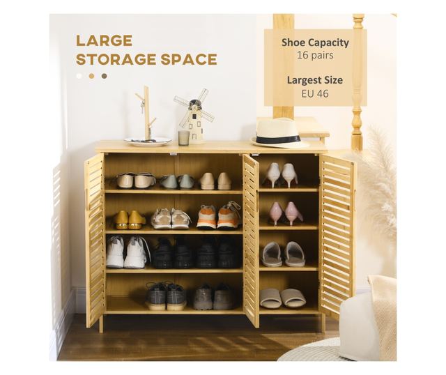 Suport pentru Incaltaminte Mobil cu 8 Rafturi Reglabile pe 3 Nivele cu Manere, Suport pentru Incaltaminte din Lemn de Bambus, 10