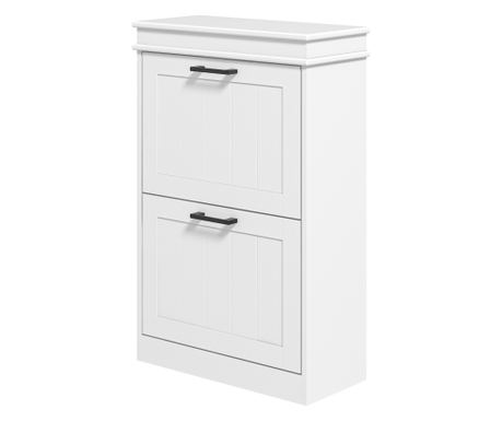 Dulap pentru Pantofi Spatios cu 2 Sertare Rabatabile pentru 10 Perechi de Pantofi, 54x24x82,5 cm, Alb