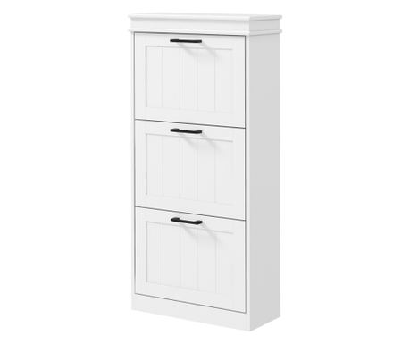 Dulap Spatios pentru Pantofi cu 3 Sertare Rabatabile pentru 15 Perechi de Pantofi, 54x24x117,5 cm, Alb