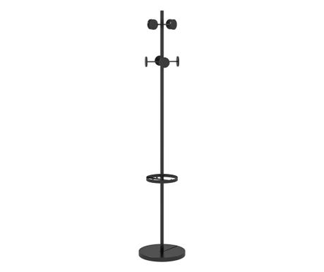 Suport pentru Haine si Umbrele, Cuier Independent cu 8 Carlige Rotunde pentru Haine, Palarii si Posete, Φ34x177 cm, Negru